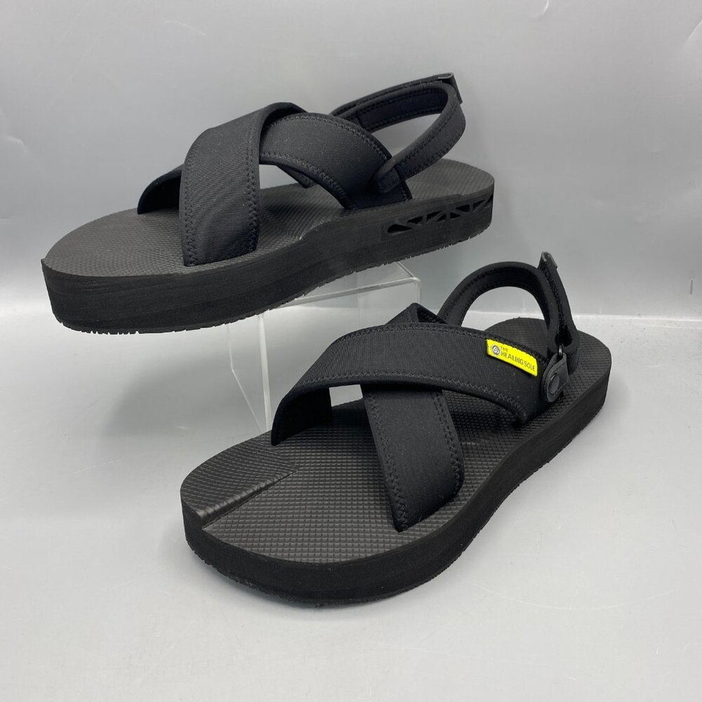 The Healing Sole Everett Sandals Unisex W12/M10.5 Black Walking Work Slip On